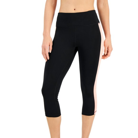 NWT ID Ideology Womens Cropped Colorblock Leggings Black Size 1X $50 B339 - Picture 1 of 1